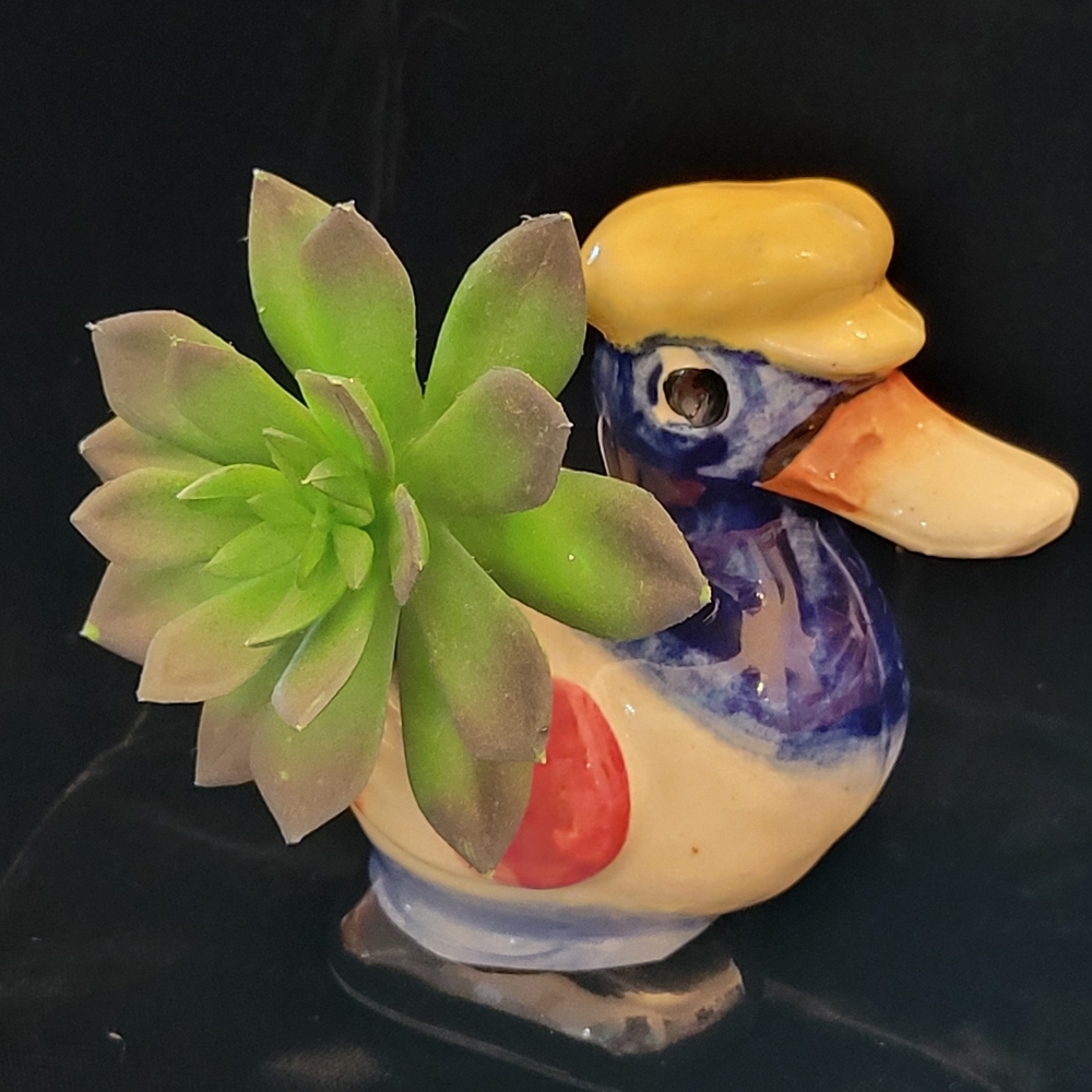 Rare Vintage Art Deco Mini Ceramic Duck Planter